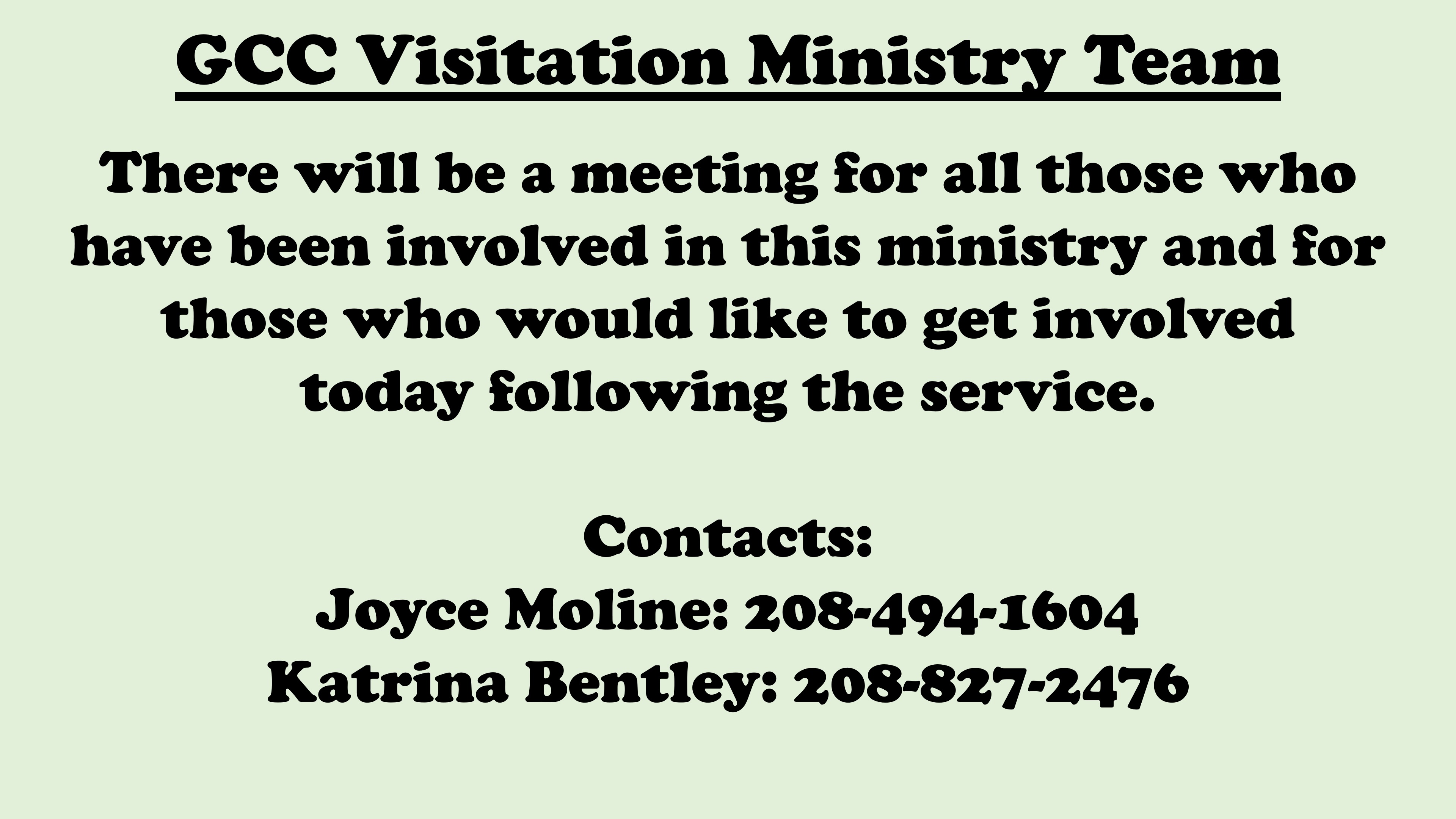 GCC Visitation Ministry Team